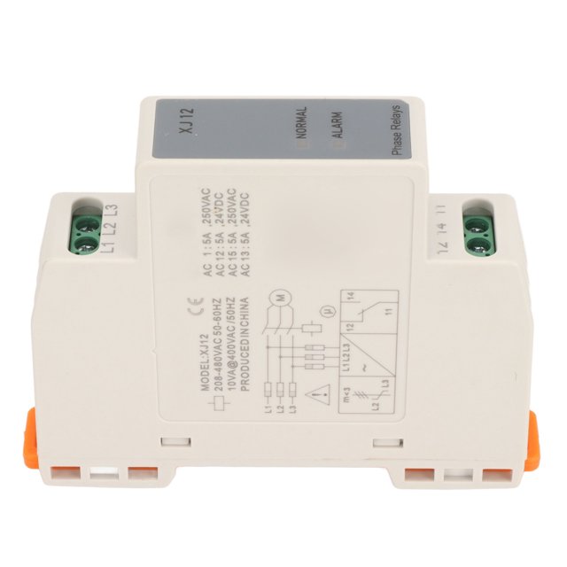 Motor 3 Phase Sequence Relay, Flame Retardant Sturdy PC Housing 208-480VAC Phase Loss Relay For Office Building