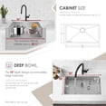 thumbnail image 4 of Stylish Undermount 32" Stainless Steel Single Bowl Kitchen Sink with Grid and Strainer S-323XG, 4 of 11