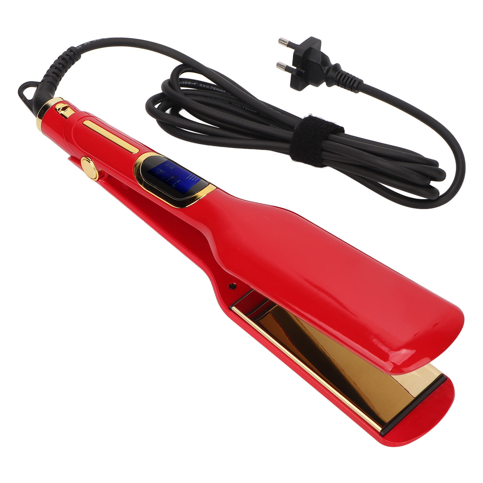 Ceramic Flat Iron, Hair Straightener EU Plug 100-240V Fast Heating Large Red  For Barber