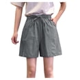 thumbnail image 1 of Mode Femme Short Décontracté Uni Taille Haute Ample Bandage, 1 of 8