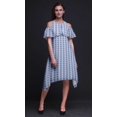 thumbnail image 3 of Bimba Robe Midi à Épaules Dénudées pour Femmes, Tunique à Manches Flottantes, Imprimé Floral Bleu - XXX-Large, 3 of 6