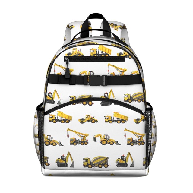 Cartoon Car Toddler Backpack Adjustable Padded Straps Chest Buckle Water-Resistant Durable School Backpack