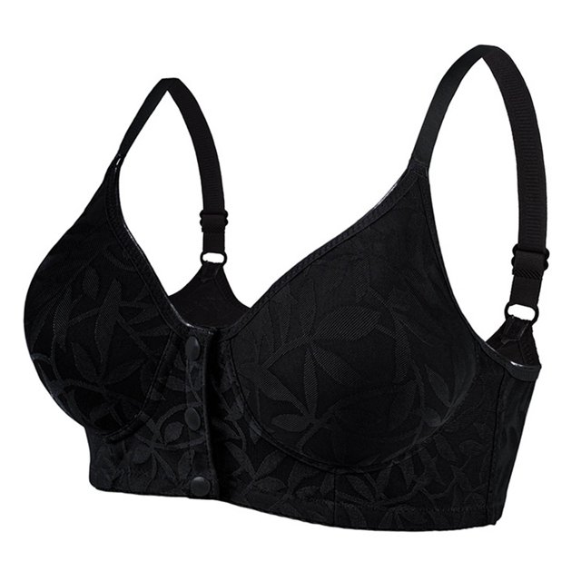 VEKDONE Woman's Solid Color Thin Style Ventilate Large Size Bra Without Steel Rim Black 46/105