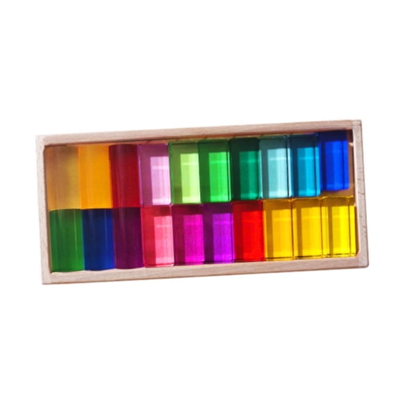 Baohd Cube Blocks Set Smooth Rainbow Acrylic Cubes for Christmas Birthday Toddlers B Style A