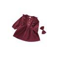 thumbnail image 2 of Kmbangi Baby Girl High-Waist Ruffle Buttons Princess Pleated Dress Headband, 2 of 9