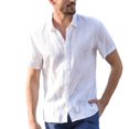 thumbnail image 1 of Mens Linen Short Sleeve Summer Solid Shirts Casual Loose Dress Soft Tops Tee, 1 of 5