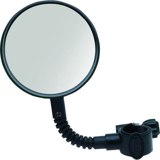 Bell Sports Smartview 500 Adjustable Mirror with a shatter-resistant convex mirror, black flexible arm, and clamp mount for tool-free handlebar installation, designed to enhance bike safety and rear visibility for young riders.