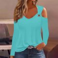 thumbnail image 2 of Yuyuzo Womens Tunic Tops Cold Shoulder Long Sleeve Shirts Loose Solid Color Lightweight Tee Tops, 2 of 5