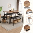 thumbnail image 3 of 3-Piece Dining Table Set for 2-6 - Modern Kitchen Table with Storage Rack, Upholstered Chairs & Benches - Space-Saving Rectangular Dinette for Apartment, Breakfast Nook - Classic Color (Classic color), 3 of 8