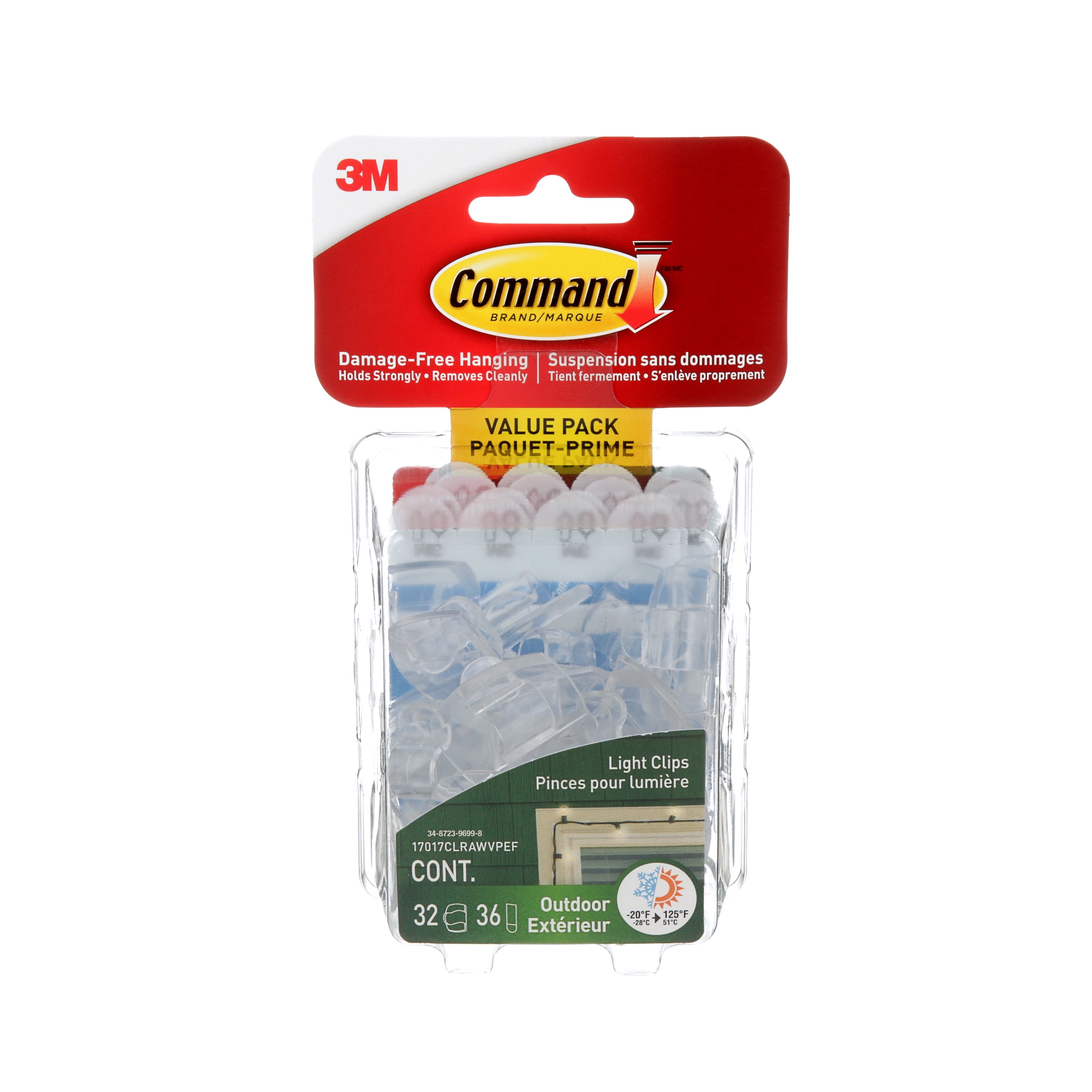 Pinces pour lumières extérieures Command(MC) avec bandes en mousse, 17017CLRAWVPEF, paquet-prime