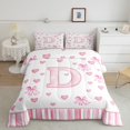 thumbnail image 1 of Erosebridal Ensembles de Literie Lettre Initiale D Simple avec Couette, Insert de Couette Monogrammé, Déco Nœud Kawaii, Réversible 2 Pcs, 1 of 8