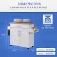 thumbnail image 3 of Hodedah Import Wheeled Kitchen Island with Rack & Towel Holder, White/Beech, 3 of 10