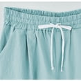 thumbnail image 4 of Pisexur Womens Shorts Cotton Linen Drawstring Solid Color Gym Workout Shorts Summer Comfy Elastic Waisted Shorts Plus Size Lounge Shorts Casual Beach Knee Length Shorts with Pockets,S-6XL, 4 of 6