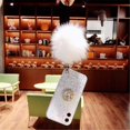 thumbnail image 3 of Étui avec Béquille pour Bague Pailletée Compatible avec Support Bling Scintillant en Diamant Strass et Dragonne Boule de Fourrure Duveteuse pour Filles Femmes (iPhone 11), 3 of 6