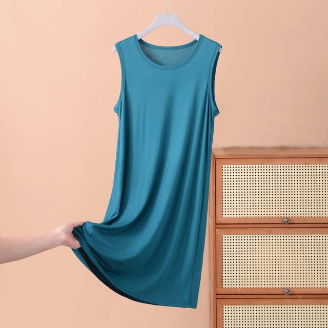 Elvqul Chemises de Nuit pour Femmes en Coton Doux Robe de Nuit pour Femmes Grande Taille Pyjamas Unis pour Femmes Vert