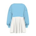 thumbnail image 3 of Womens Oversized Sweatshirt Dress Long Flowy Patchwork Pullover Tops Cute Drop Shoulder Sweatshirts Fall Long Sleeve Mini Dress Teen Girls Crewneck Solid Tunic Pleated Loose Clothing Beig, 3 of 5