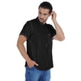 thumbnail image 3 of Atasi Short Kurta Mandarin Collar Tee Solid Short Sleeve Henley Shirt With Pocket, 3 of 7
