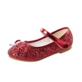 thumbnail image 1 of Wdgfv Chaussures pour Filles Chaussures de Princesse Scintillantes Talons Hauts pour Tout-Petits Mariage Fête Bal Chaussures Mignonnes Fleur Escarpins Mary Jane Rouges 7-8 Ans, 1 of 5