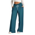 thumbnail image 1 of Pants for Women, Womens Fashionable Striped Printed Drawstring Wide Leg Pants, 1 of 4