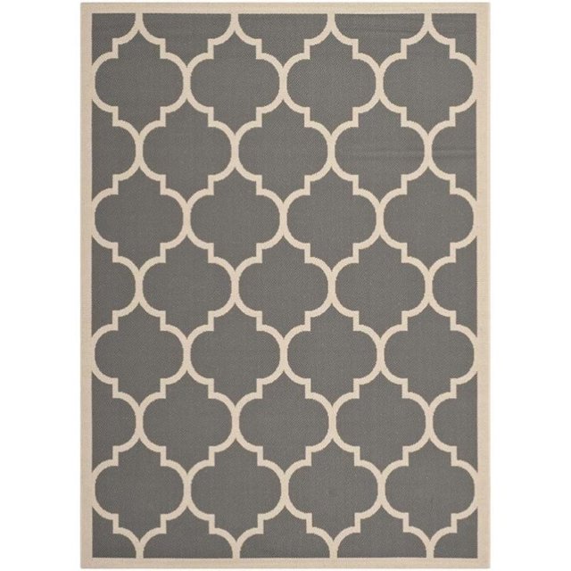 Safavieh Courtyard Polypropylene Medium Rectangle Rug CY6914-246-5 in Anthracite and Beige