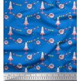thumbnail image 1 of Soimoi Blue Rayon Fabric Birthday Theme Party Printed Fabric 1 Yard 56 Inch Wide, 1 of 5