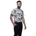 thumbnail image 2 of BESTMAN Chemise en Coton pour Hommes à Manches Courtes Imprimée Col Mandarin Chemise Décontractée, 2 of 5