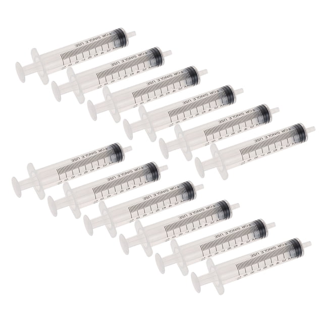BRIGHTFUFU 10Pcs White Lotion Syringe Sub Bottle Set with durable, refillable transparent plastic bottles designed for precise liquid dispensing. Each bottle measures 10.00x2.00x11.30cm, suitable for travel and storage of lotions, oral medication, or other liquids.