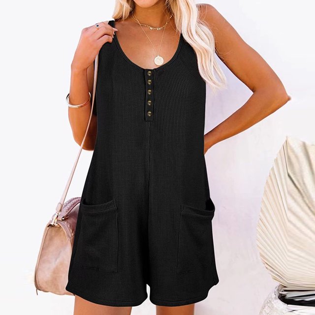 Fankiway Combinaison Sans Manches pour Femme, Uni, Polyester, Petit
