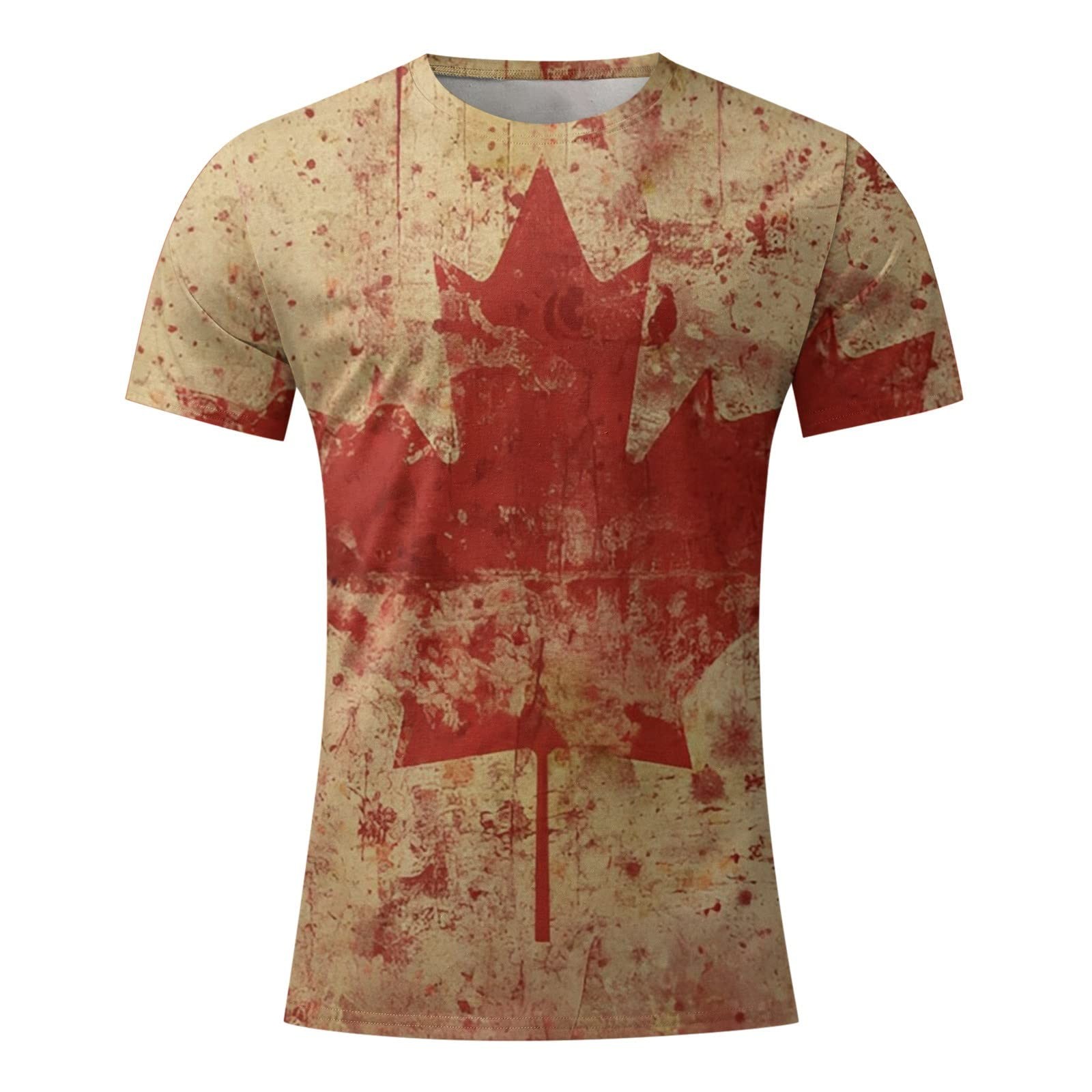 TIMIFIS T-Shirts à Manches Courtes pour Femmes, Col Rond Décontracté, T-Shirts Imprimés Feuille d'Érable du Canada, Hauts Vintage d'Été