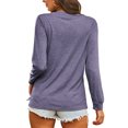 thumbnail image 5 of LUXUR T-shirt pour Femmes Col Rond Tee-Shirt Couleur Unie Pull Décontracté Manches Longues Tops Violet TTG, 5 of 5