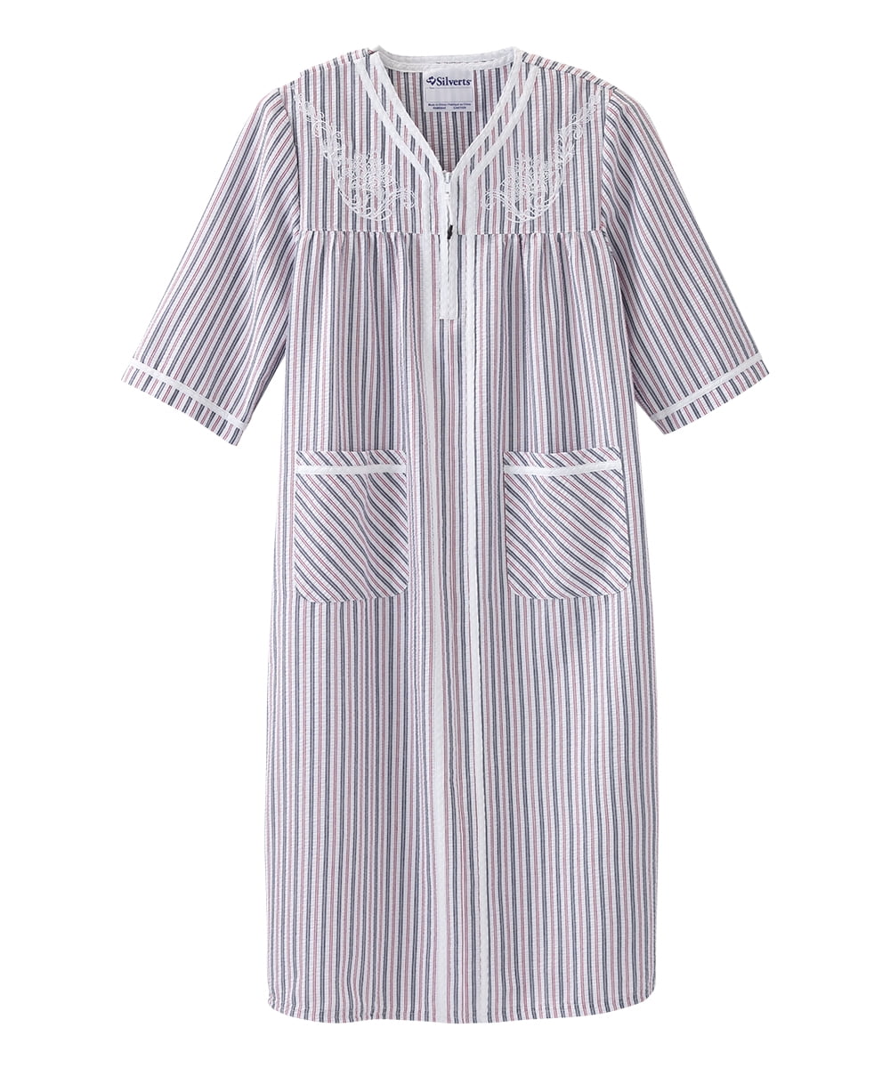 Women's Open Back Adaptive Nightgown with Zip Front