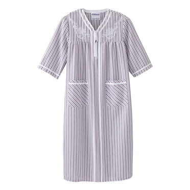 Women's Open Back Adaptive Nightgown with Zip Front