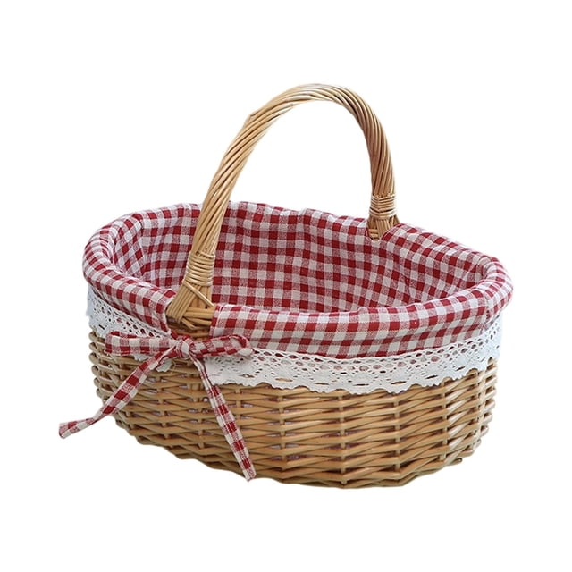 Woven Picnic With Handle For Food Storage Wedding Holiday Photography Props And Outdoor Activities