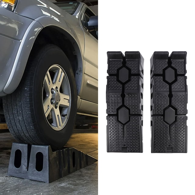 Rampe de Service pour Véhicule, Haute Capacité de Charge Polyvalente 2 Pcs Rampe de Service Auto Portable Rampes pour Voiture en Caoutchouc pour Atelier
