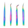 thumbnail image 1 of 4Pcs False Eyelash Tweezers Stainless Steel Professional Eyelash Extension Tweezers Color Ti Gold Suit, 1 of 12