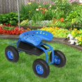 thumbnail image 2 of Costway Chariot de Jardin Robuste Siège de Travail Roulant Plantation de Jardin avec Plateau à Outils Bleu, 2 of 10