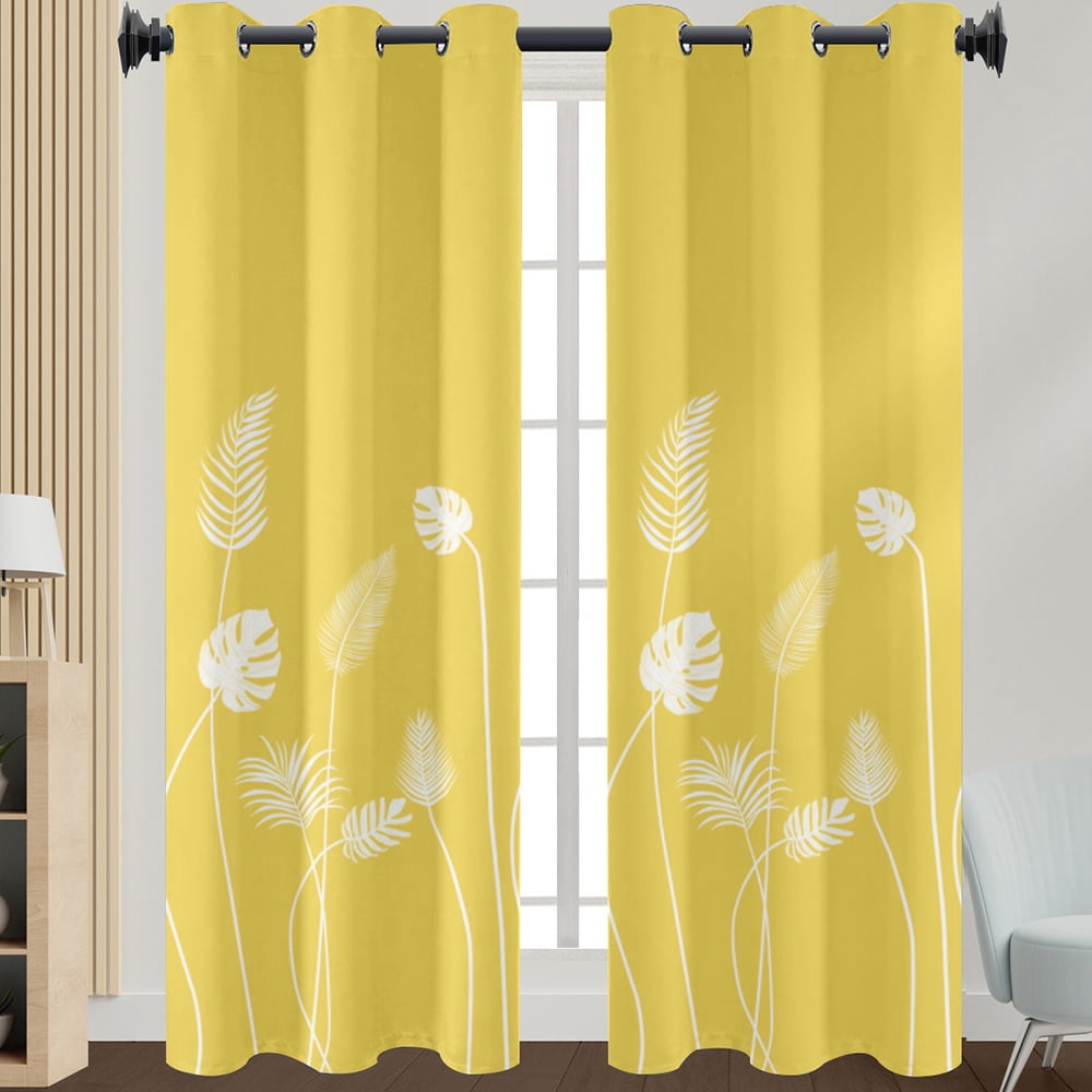 Innerwin Drapes Semi Sheer Window Curtain Grommet Long Curtains Light Filtering Luxury Linen Textured Privacy Treatments Yellow W: 43"x H:63"