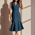 thumbnail image 5 of Liquidation d'Été 2025! Robe Grande Taille pour Femmes, Robe d'Été en Liquidation pour Femmes, Robe Sans Manches à Col en V Printemps/été Mode Slim Sirène, 5 of 5