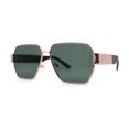 thumbnail image 1 of Womens Metal Rim Oversize Mafia Mob Fashion Sunglasses Gold Black Green, 1 of 4