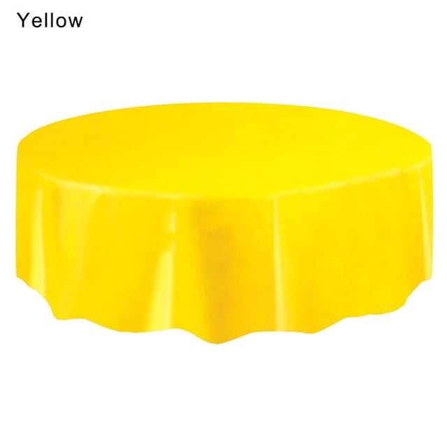Disposable Tablecloth Yellow 2.13m Premium Disposable Plastic Tablecloth 84" Inch Decorative Round Table Cover By Grandipity Yellow Tablecloth