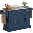 thumbnail image 1 of HOMCOM Îlot de Cuisine avec Rangement, Chariot de Cuisine Roulant, Bleu Marine, 1 of 10