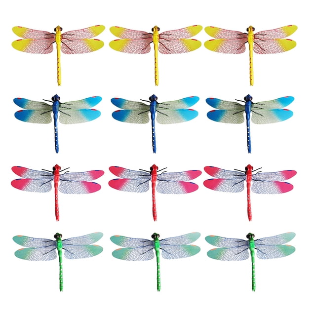 20 Pcs Figurines de Libellule Artificielles Décorations de Libellule de Jardin