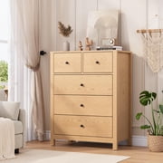Yiwa 5-Drawer Dresser – Black Modern Tall Chest, Deep Storage Drawers & Metal Handles, Wooden Double Dresser for Bedroom, Kids Room, Entryway