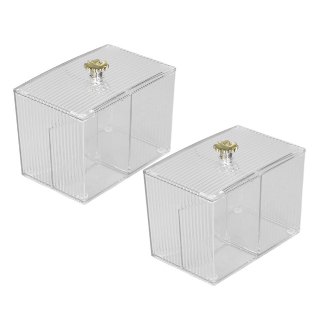 Cotton Swab Holder, 2 Pieces Cotton Ball Organizer Transparent For Office