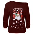 thumbnail image 3 of Chandail en Molleton de Noël Épaules Dénudées Chandail Père Noël Col Rond pour Femme, 3 of 10