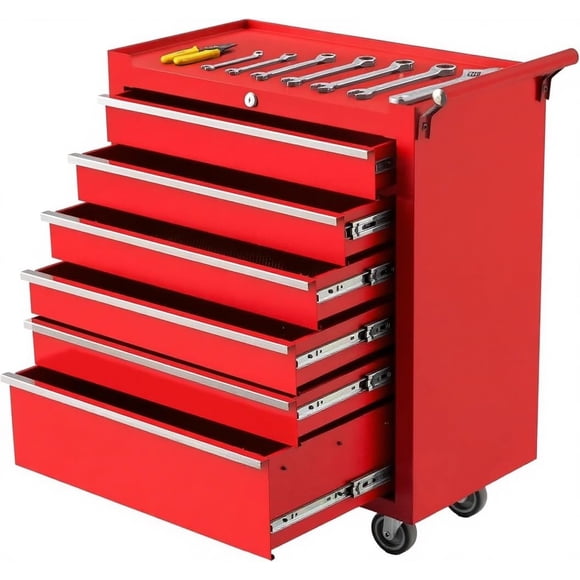 Yiwa Portable 6 Drawer Tool Chest, Heavy Duty Rolling Storage Cabinet Toolbox with Lock and Drawer Liners