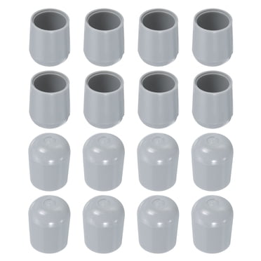 Unique Bargains Protège-Plancher pour Pieds de Chaise, 16 Pcs 3/4 Pieds - Embouts Ronds en Plastique pour Pieds de Chaise, Couvre-Pieds Antidérapants pour Meubles (Gris)