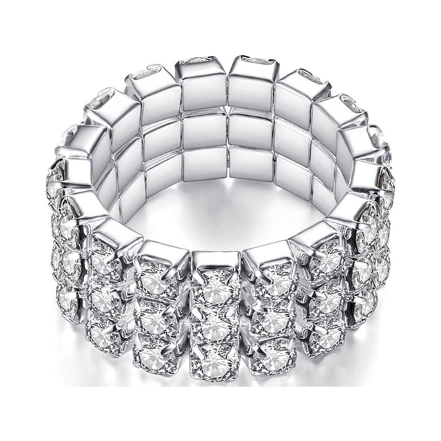 EGNMCR Rings Multi-finger Elastic Diamond Mixed With Automatic Adjustment Elastic BBQ Skewers