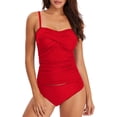 thumbnail image 2 of UPPADA Womens Two Piece Tankini Set Solid Spaghetti Straps Swimsuits with Brief Tummy Control Modest Bathing Suits Full Coverage 2 Piece Beachwear Red,2xl, 2 of 4
