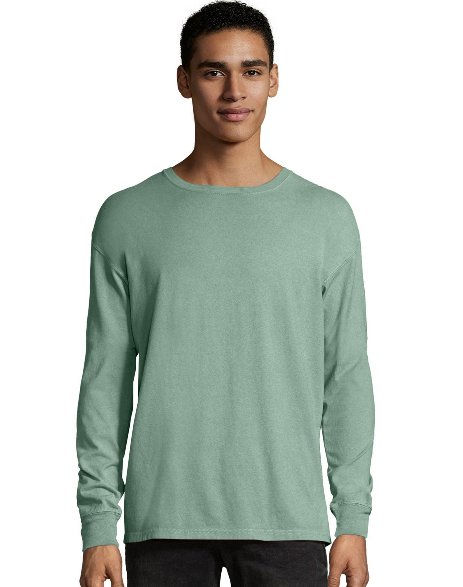 Hanes T-Shirt à Manches Longues Teint en Pièce ComfortWash pour Hommes, 2TG, Vert Cyprès